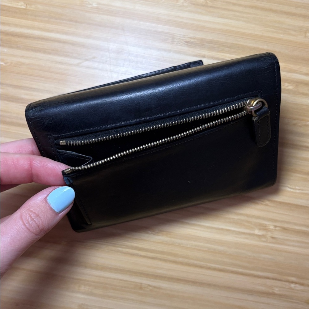 VINTAGE Coach Trifold Wallet Black Leather Card Holder - Picture 8 of 8